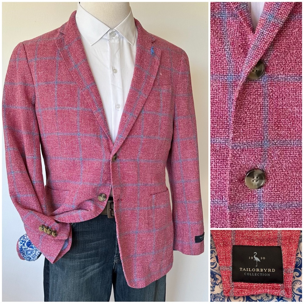 Men’s Tailorbyrd Blazer Sport Coat Sports Jacket Two Button Linen Cotton 40R
